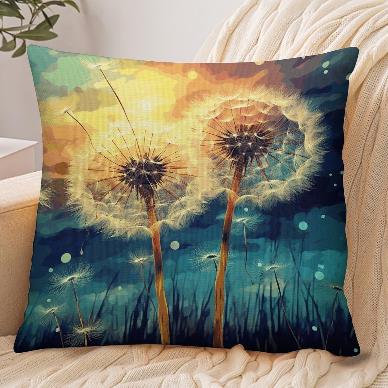 Fekiloot Style Dandelion Diy Drawing Paint Pillowcase Pillow Sham Pillow Case