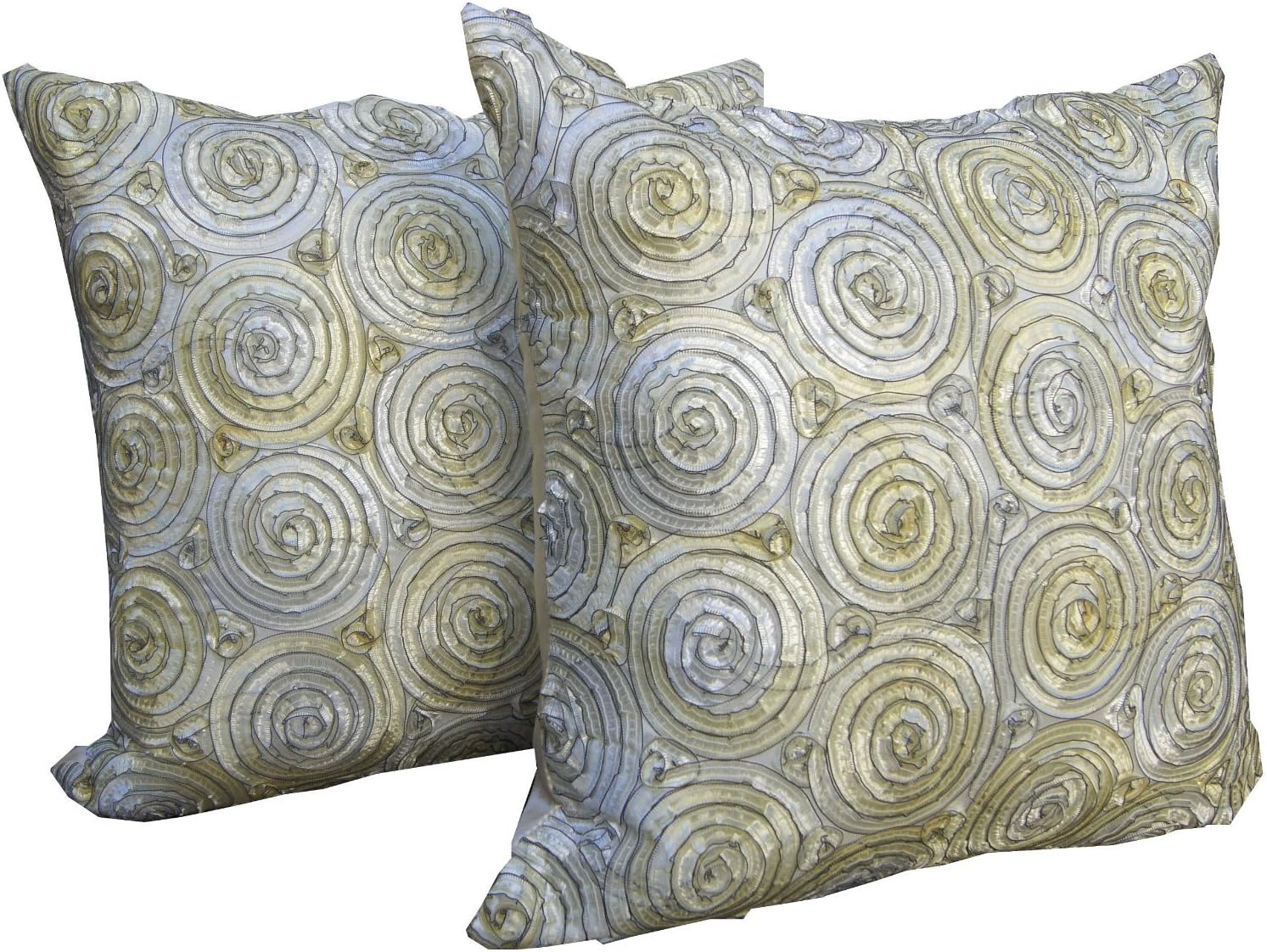 A pair of Beautiful Thai Silk Pillow Covers for decorate Living Room, Bed Room, Sofa, Car / Size 16 X 16 Inches Code 3057