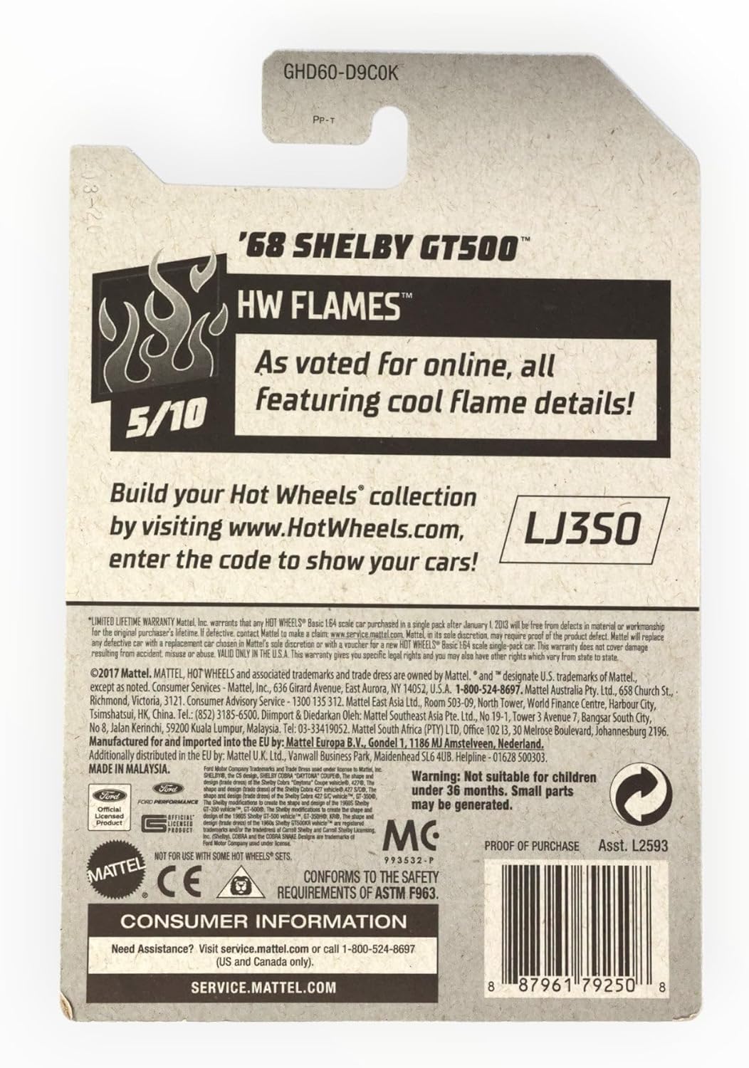 Hot Wheels '68 Shelby GT500, Flames 5/10 - blue 169/250