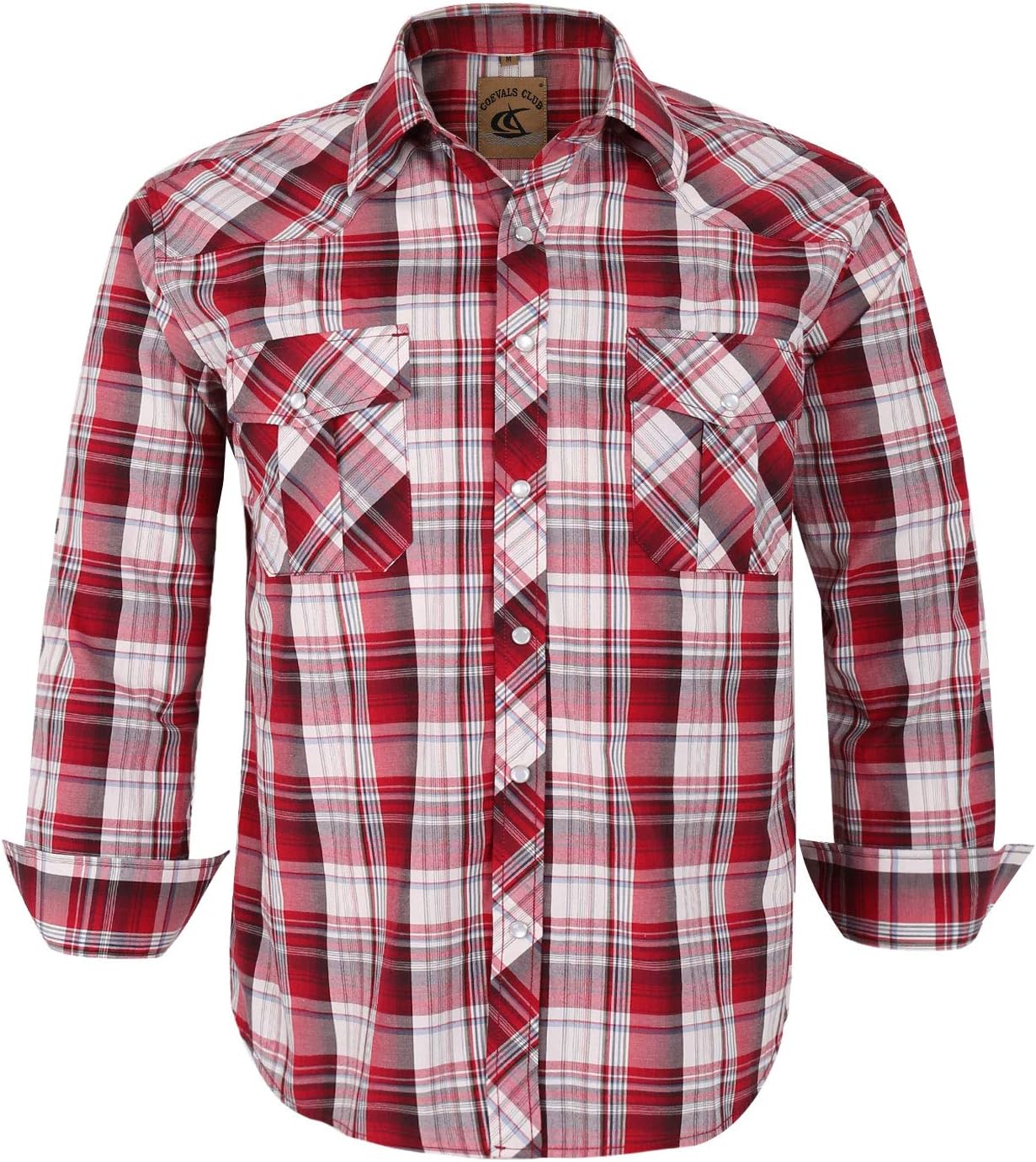 COEVALS CLUB Men's Western Cowboy Long Sleeve Pearl Snap Casual Work Shirts