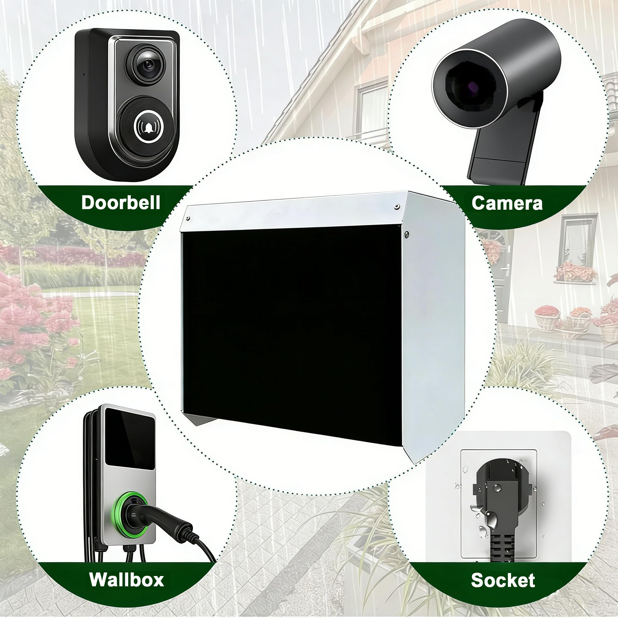 Cubierta Protectora para estación de Carga de vehículos eléctricos con Techo y Tapa magnética de acrílico. Protector de Toma de Corriente para Cargador de vehículos eléctricos de m