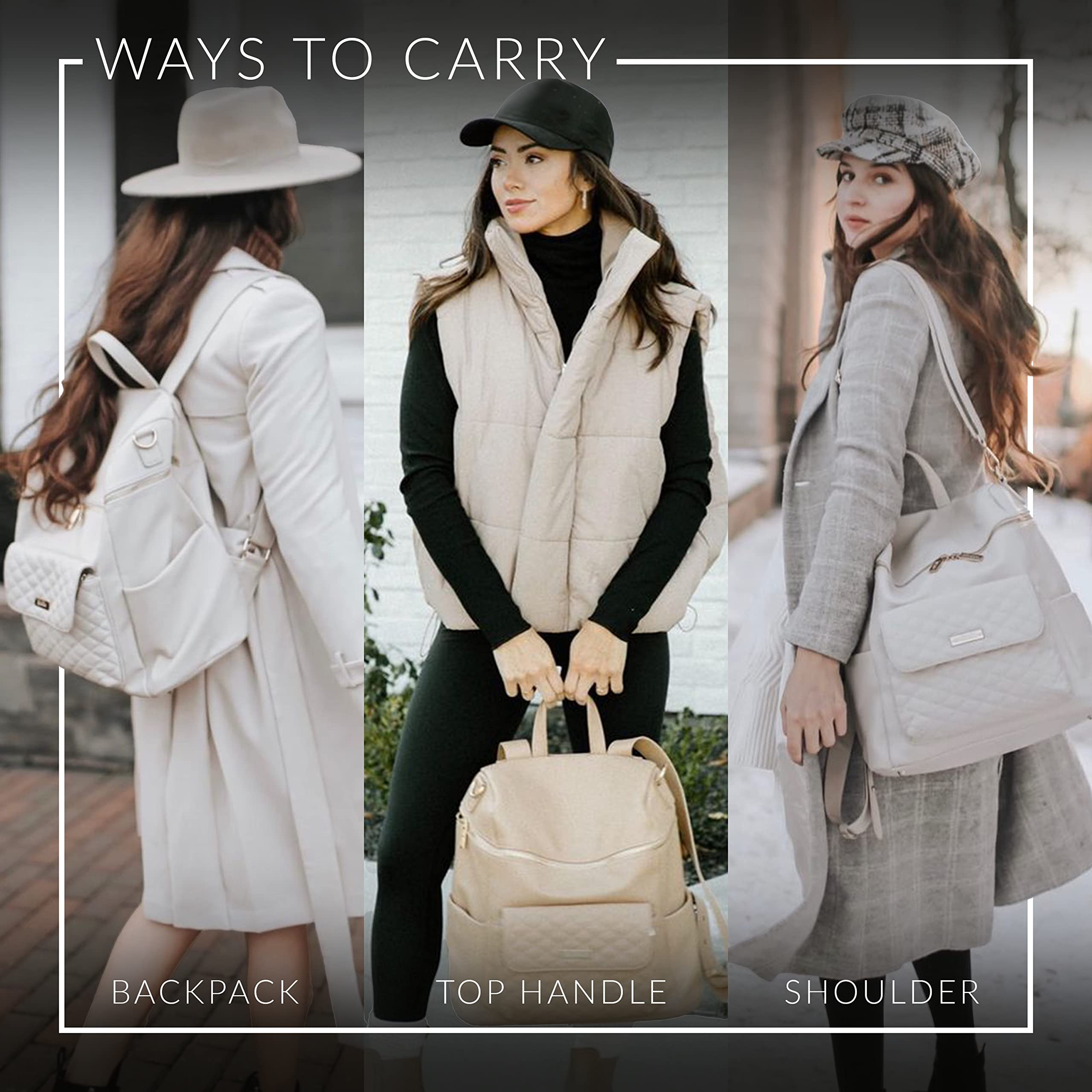 Mochila grande Monaco de Luli Bebe – Mochila moderna de cuero vegano elegante para bebé, mochila para pañales para mamá, Gris, Large (Pack of 1), Moderno