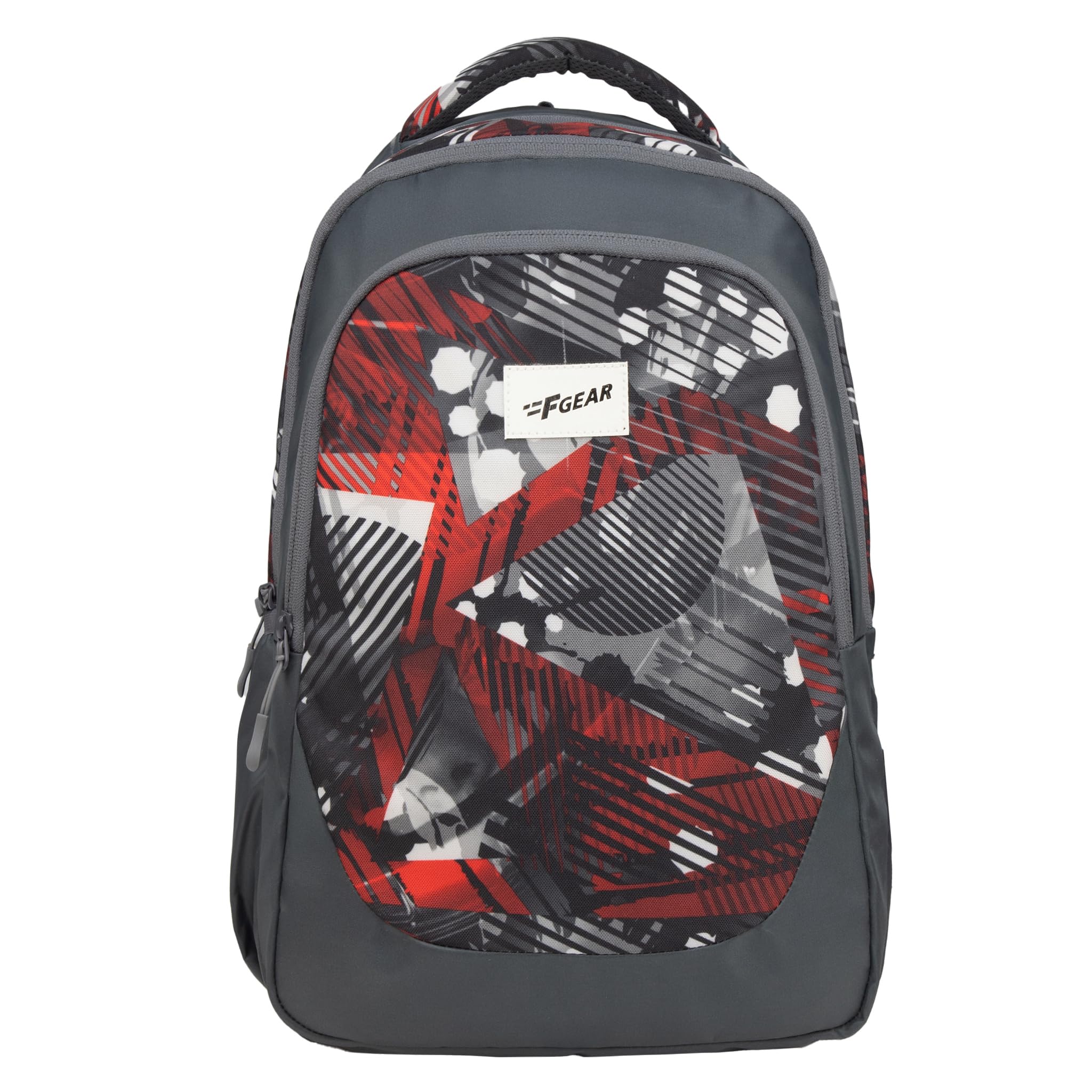 Panya Grey Geometric Black Red 21L Backpack/Trendy Stylish Bag/Casual day backpack/Office Bag/Travel Bag/School Bag/College Bag/Versatile bag For Men & Women |For Girl & Boy Unisex-image-21