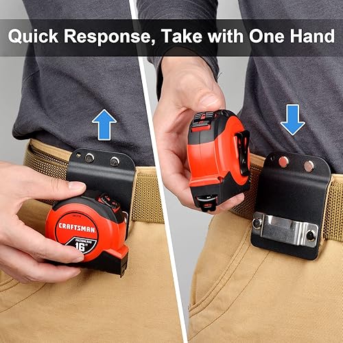 Miniatura 2 de Cinta métrica para cinturón, clip de cinturón de bajo perfil, se adapta a cinturón de herramientas de hasta 2 pulgadas, accesorios de cinta