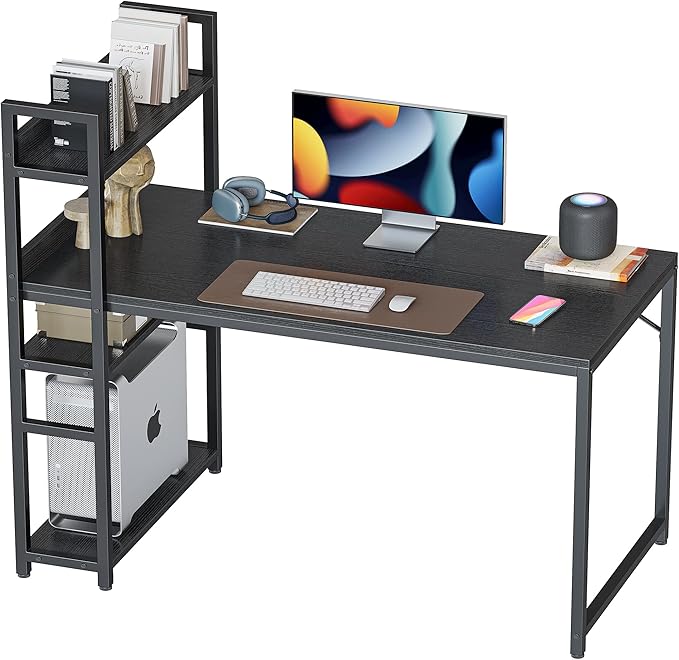 CubiCubi Computer Desk 47 inch with Storage Shelves Study