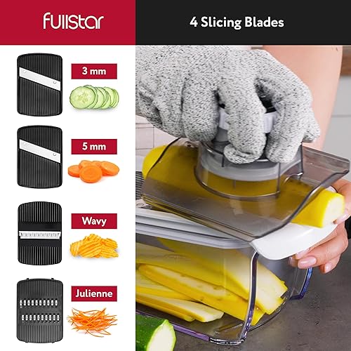 Miniatura 27 de Fullstar Cortador de mandolina para cocina, rallador de queso, espiralizador de verduras y rebanador de verduras para cocinar y preparar comidas