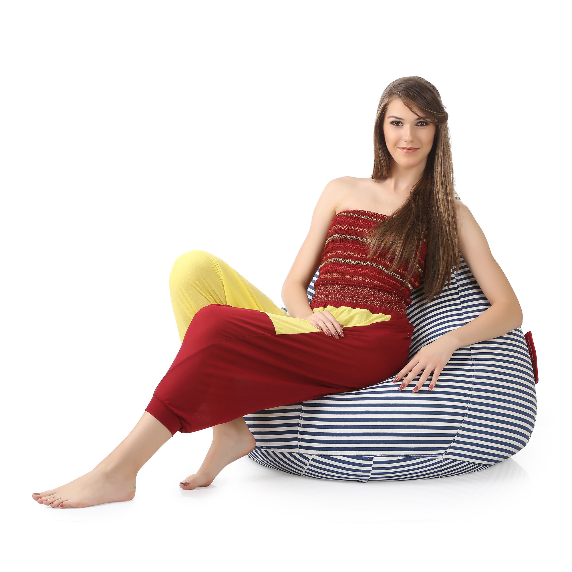 Style Homez Classic Cotton Canvas Stripes Printed Bean Bag XXXL Size Cover Only 1