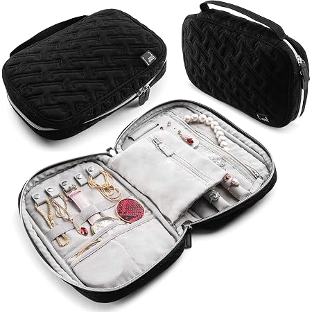 Amazon.com: Estuche organizador de joyas de viaje para mujer – Accesorios  de viaje, bolsa de viaje para joyas, bolsa para pendientes, collares,  pulseras y anillos | The Travel Collection, negro : Ropa,