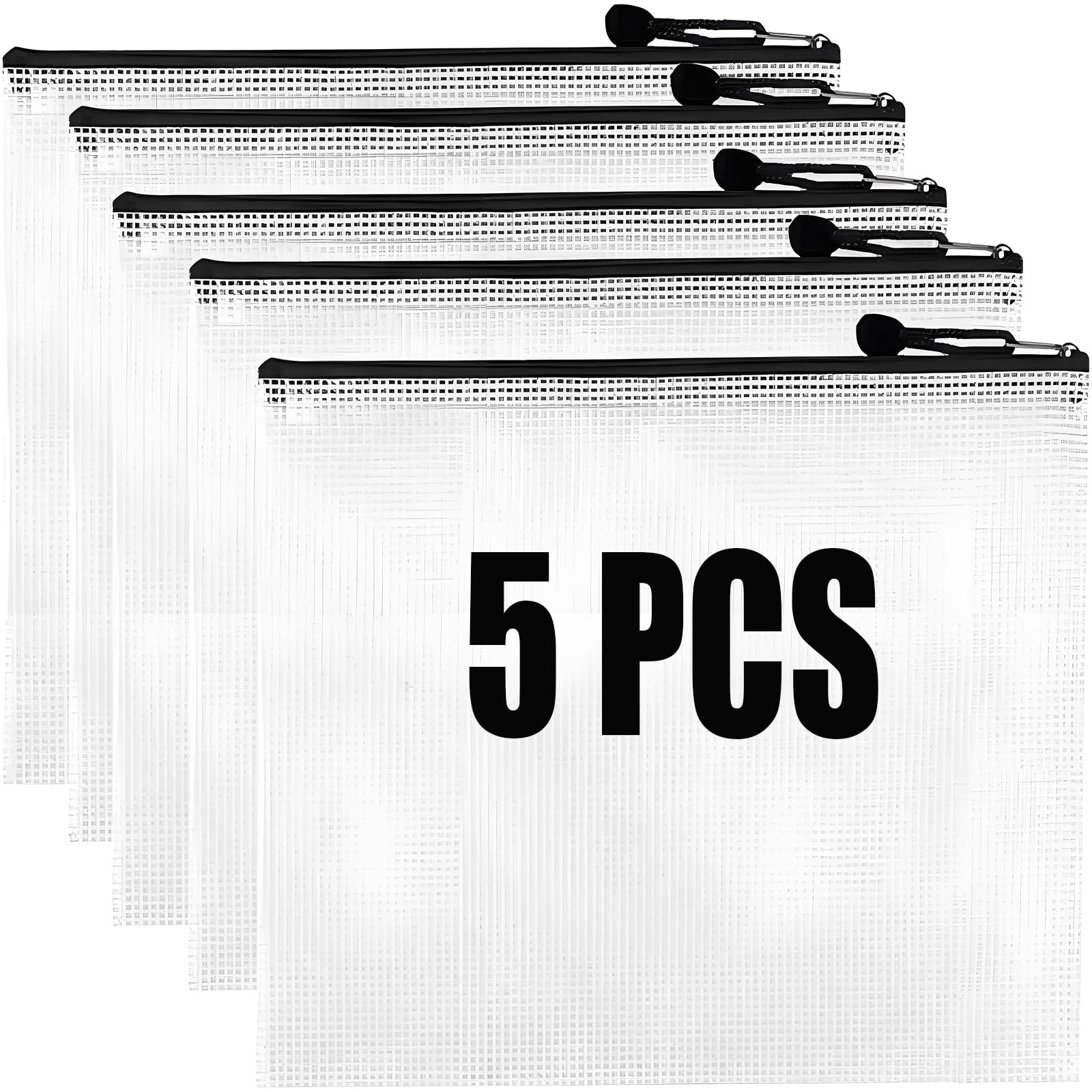 5 pcs Mesh Zipper Pouches