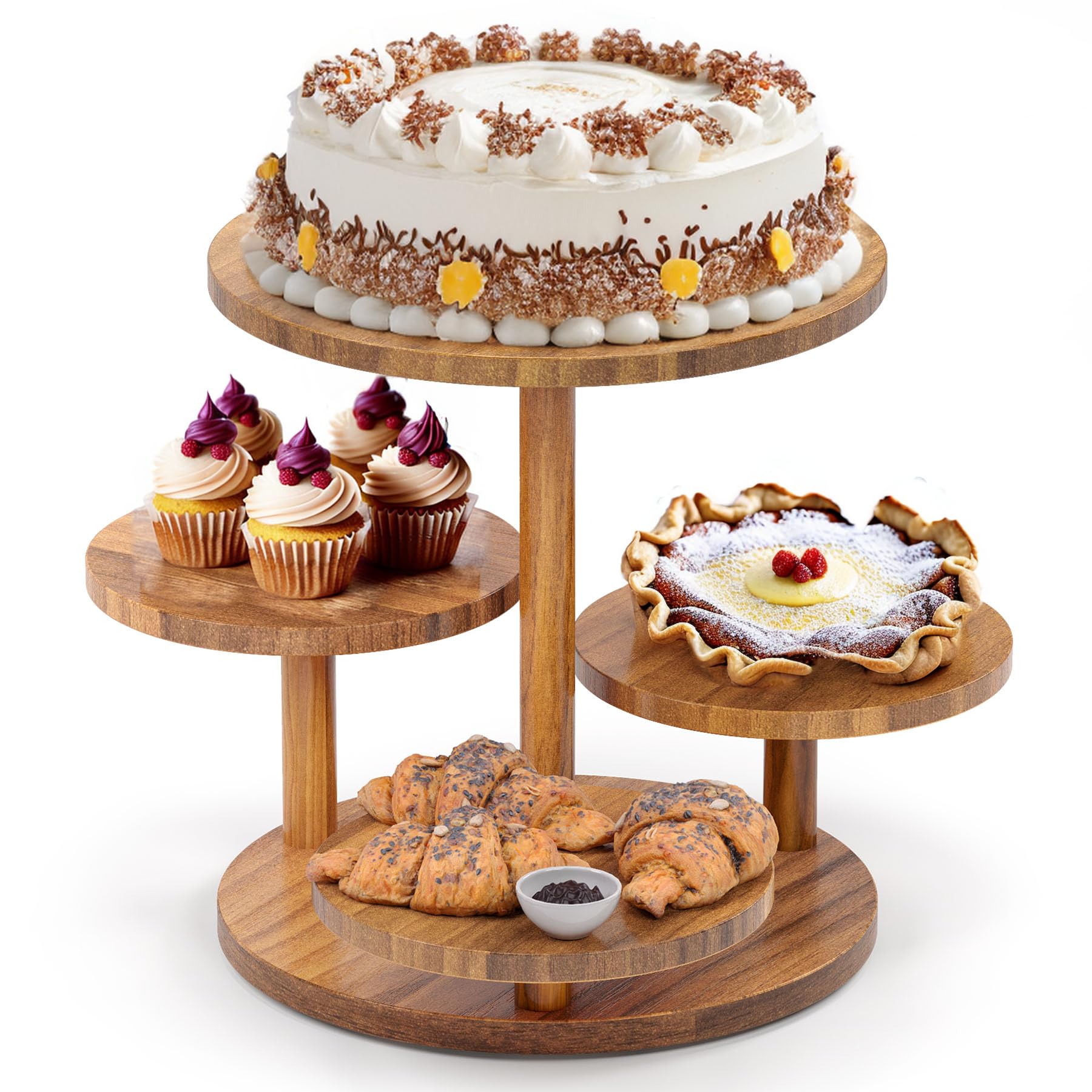 2 Alzate Per Torta 3 Livelli A Forma Di Foglia Oro - Supporti In Lega Di Zinco Con Viti Per Piatti E Cupcake - 4