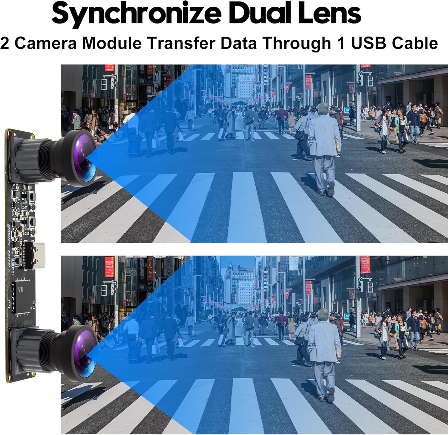 1200P Global Shutter USB Camera | High-Speed 120fps 3D VR Stereo Dual Lens | Wide-Angle No-Distortion Sync for Robotics, Face Recognition & Industrial Applications