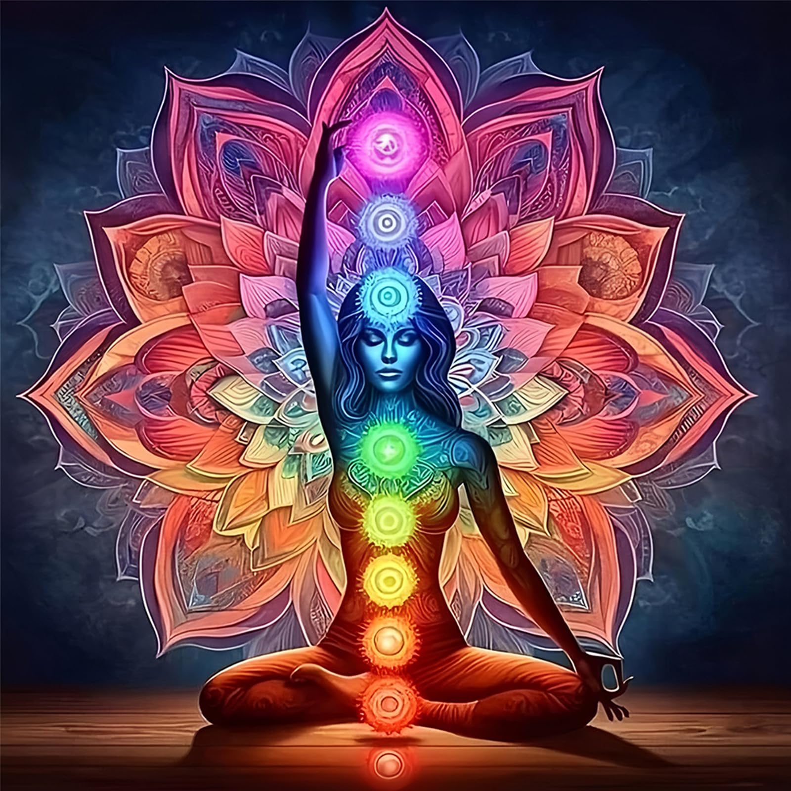 POETRYDRAW Yoga Lotus Full DIY 5D Round Drill Diamond Art Painting Gem Art for Adults/Beginners Gift Idea Home Decor Diamond Art Paintings Picture Arts Craft 30x30cm