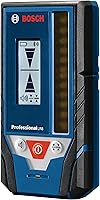 Vista 1 de BOSCH LR8 Receptor láser de línea de haz rojo y verde de 165 pies, incluye soporte de montaje, 2 pilas AA y bolsa para cinturón
