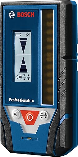 BOSCH LR8 Receptor láser de línea de haz rojo y verde de 165 pies, incluye soporte de montaje, 2 pilas AA y bolsa para cinturón