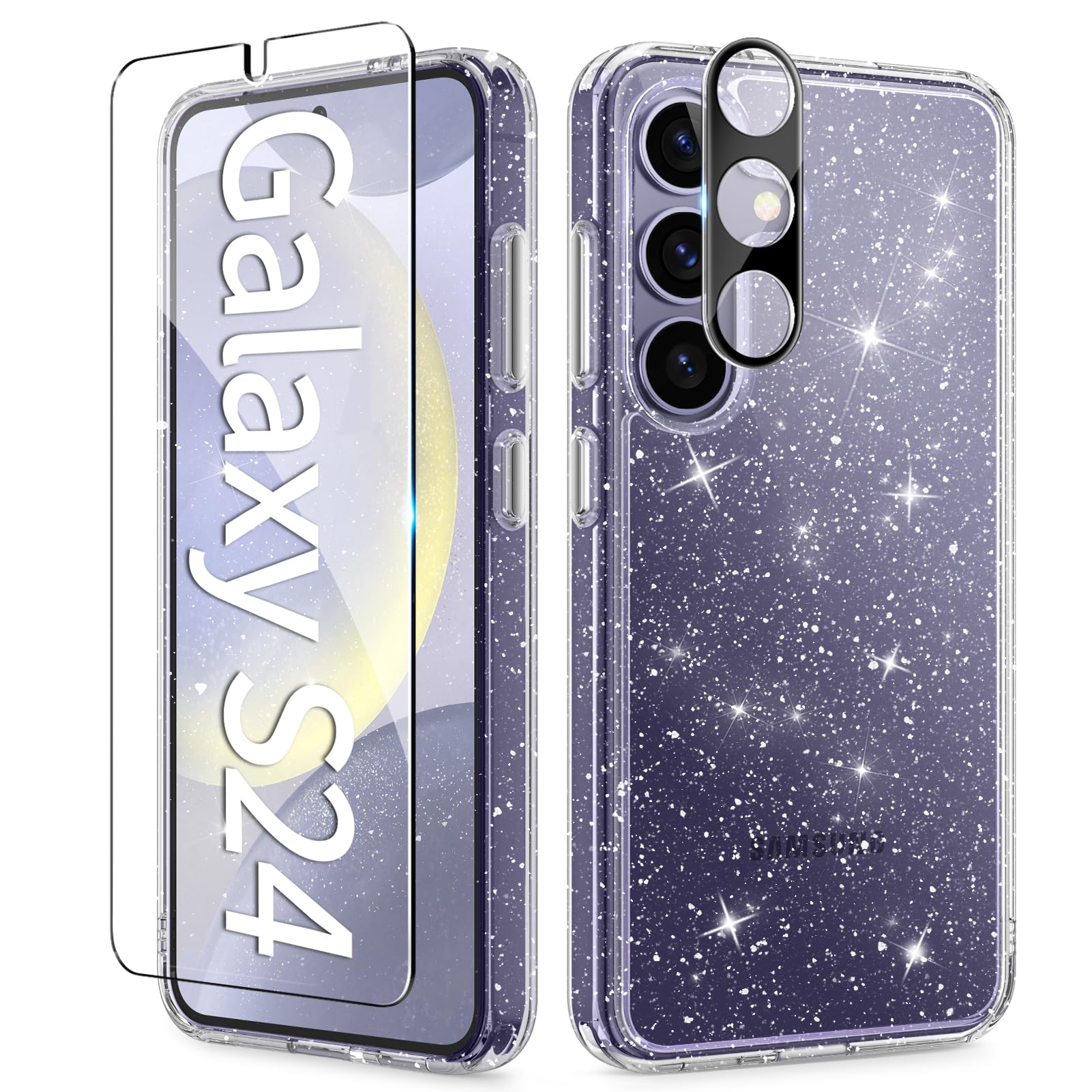 TIESZEN Compatible with Galaxy Cases, Clear Glitter