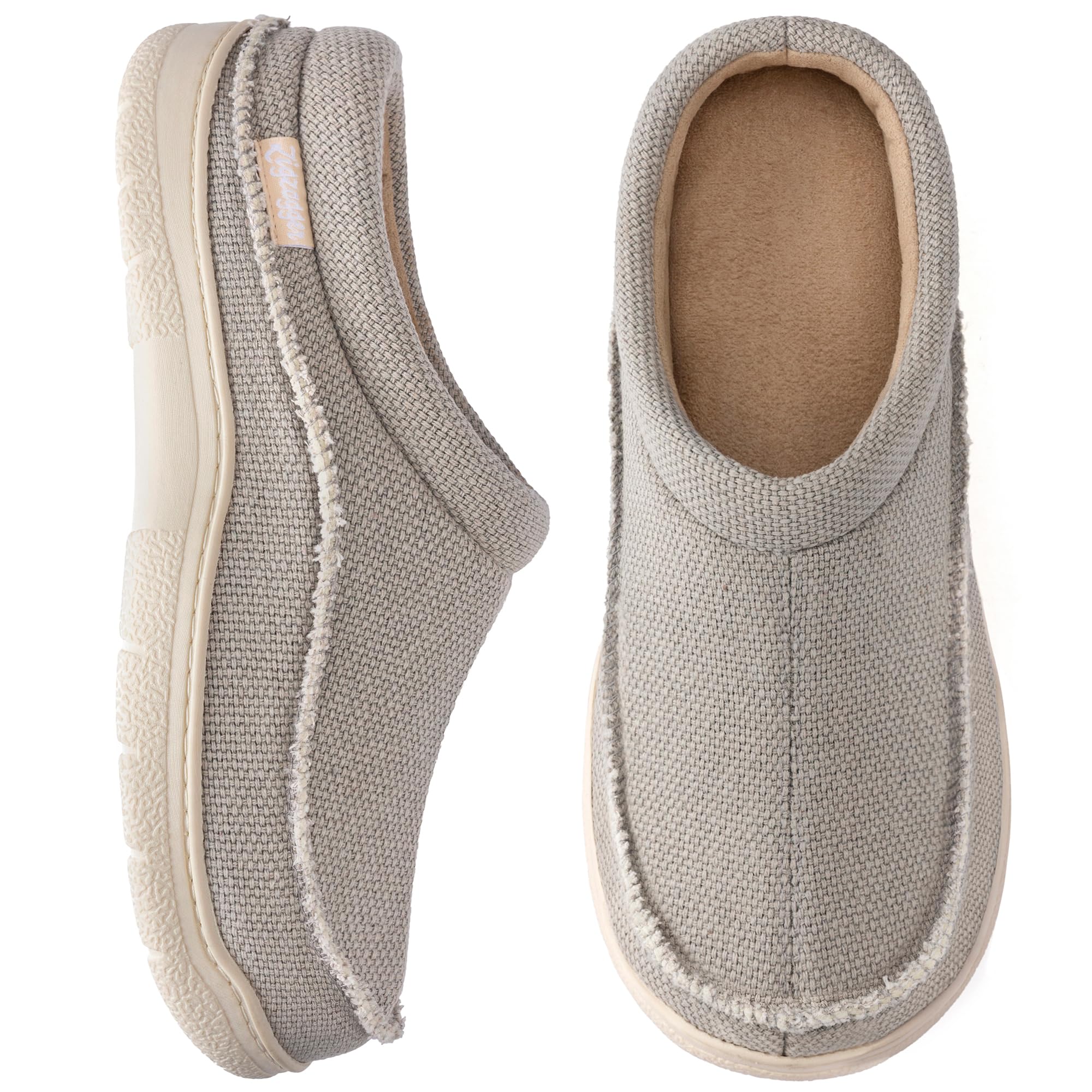 Zigzagger Men's Slip On Moccasin Slippers, Indoor/Outdoor Warm Fuzzy Comfy House Shoes, Fluffy Wide Loafer Slippers