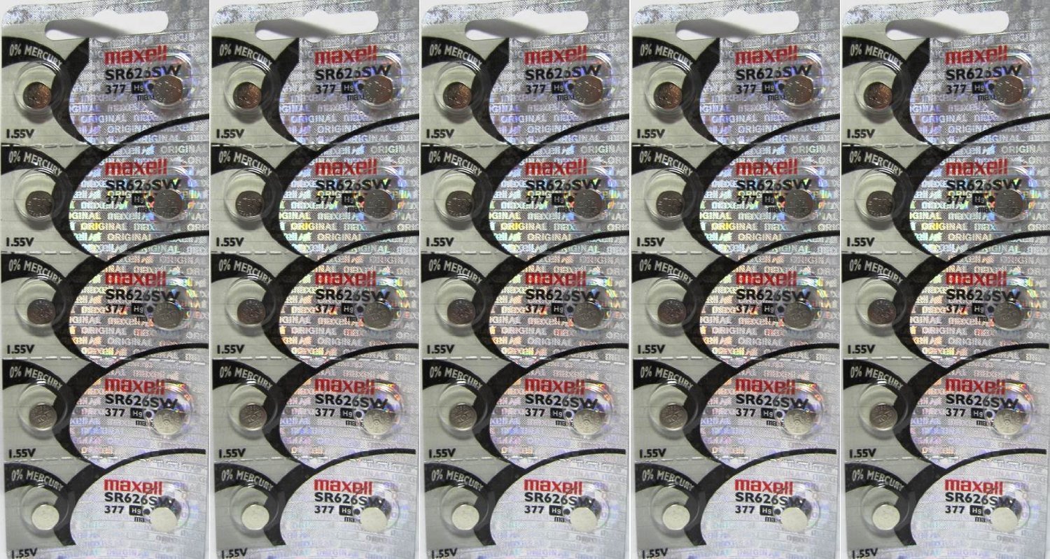 Maxell 377 Watch and Calculator Batteries x 50