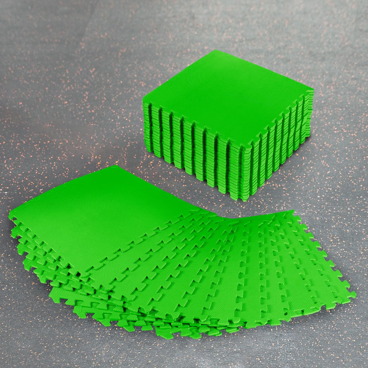 FORZA Interlocking Gym Flooring | High-Density EVA Foam Tiles for Home & Commercial Gyms – Non-Slip Exercise Mat for Floor Protection – Shock-Absorbing & Easy to Assemble (Green, Pack of 8)