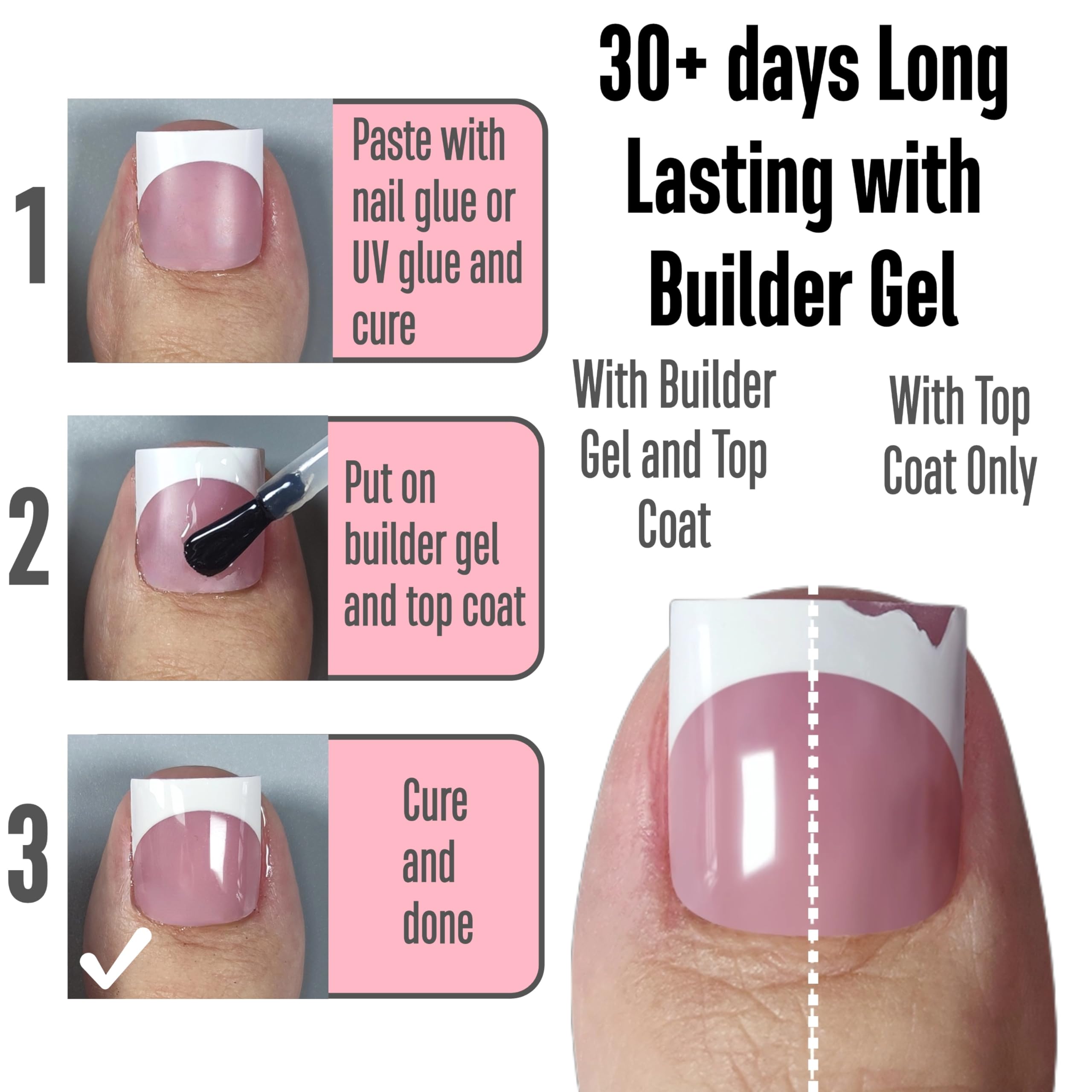 NOVO OVO Halloween Black French Tip Toe Nail Tips Press on - Image 2