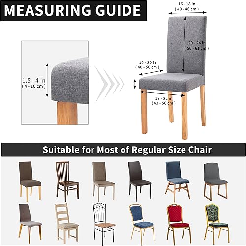 Miniatura 5 de Easy-Going Juego de 8 fundas para sillas de comedor 100% impermeables, fundas elásticas de jacquard Parson para sillas Parson, extraíbles y