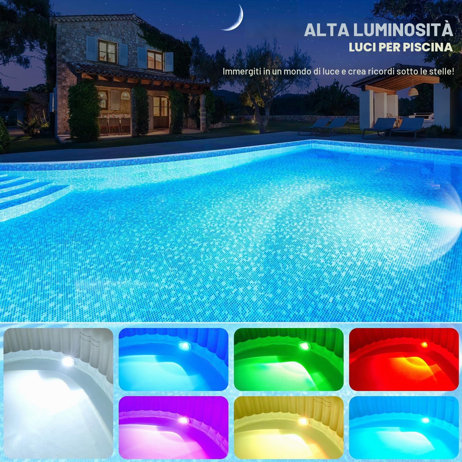 DeeprBetter Luci Piscina Fuori Terra con Telecomando, Ricaricabili Luci Piscina a Immersione con 9 Modalità Illuminazione Subacquea, IP68 Lampade per Piscinas, Luce Piscinas Magnetica per Spa-2PCS