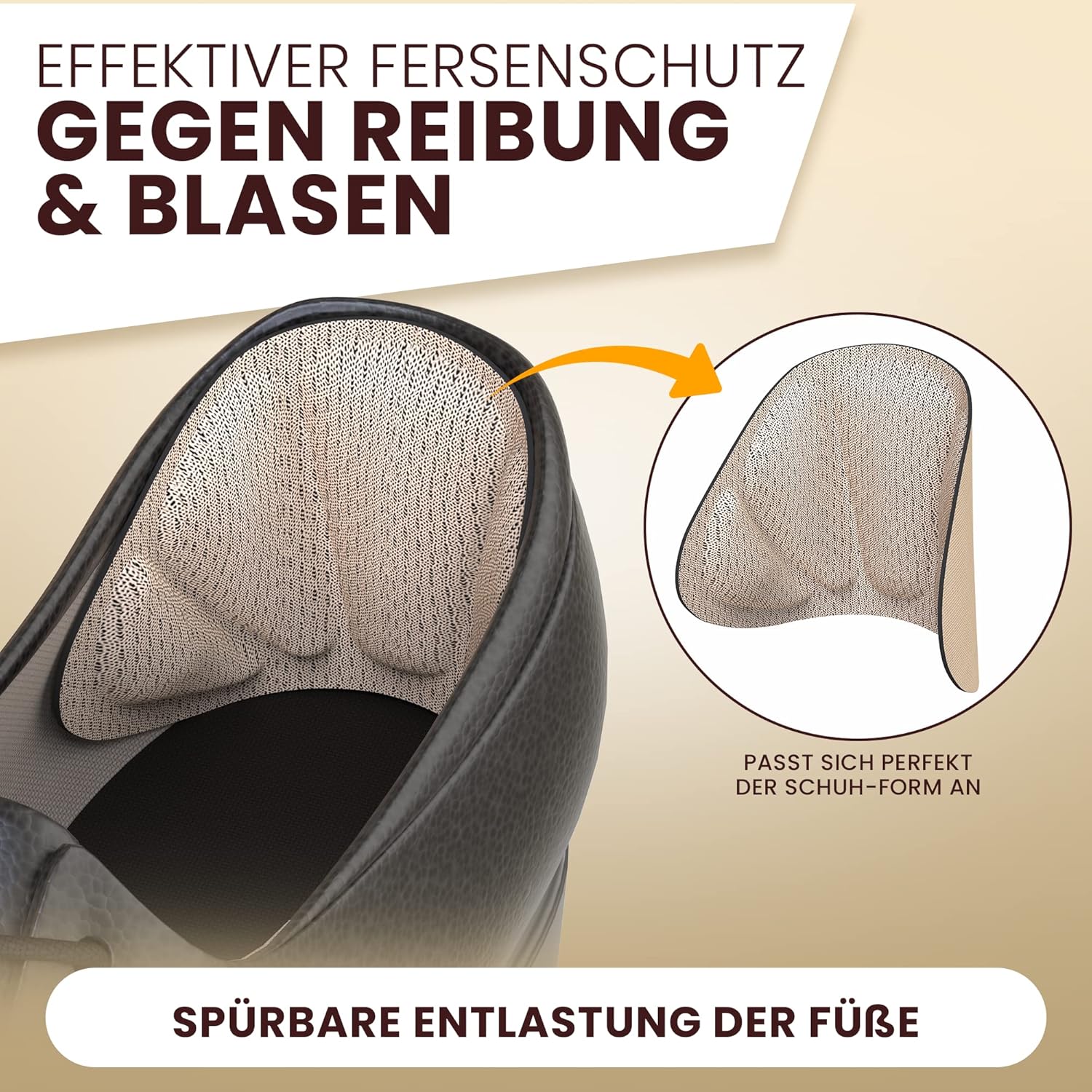 FERSENFREUND® Fersenpolster – 6er-Set - Fersenschutz & Anti-Rutsch-Einlagen für bequemen Halt in Schuhen & Stiefeln