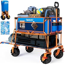 Old Bahama Bay 400L Collapsible Double Decker Beach Wagon with Brakes, Folding Beach Cart with 54" Extra Long Decker, 450LBS Heavy Duty Wagon Chart with All-Terrain Big Wheels for Sand Camping Garden