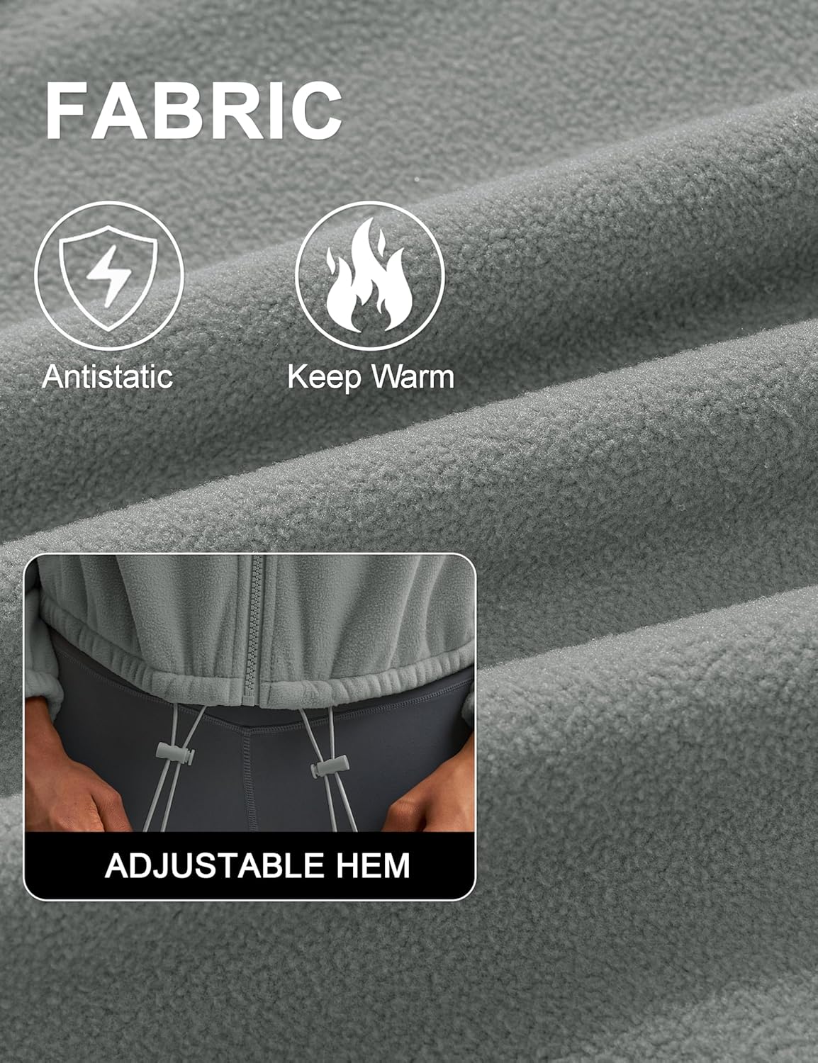 MAGCOMSEN Women's Cropped Fleece Jacket Full Zip Stand Collar Workout Short Sherpa Coat Winter Sweatshirt - Image 3