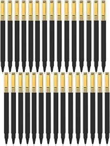 Aozora Aesthetic Pens Ballpoint Super Smooth Writing Pens Bulk 30 pack Medium Point 1.0mm No Bleed Pen with Gold Clip Black Ink