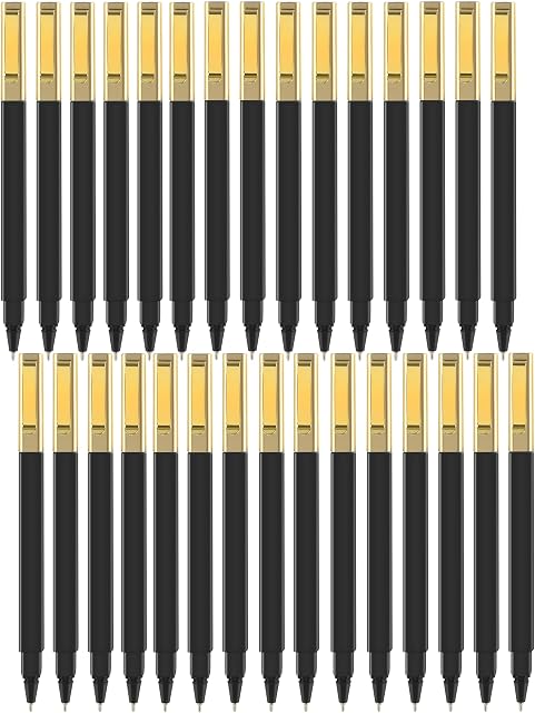Aozora Aesthetic Pens Ballpoint Super Smooth Writing Pens Bulk 30 pack Medium Point 1.0mm No Bleed Pen with Gold Clip Black Ink