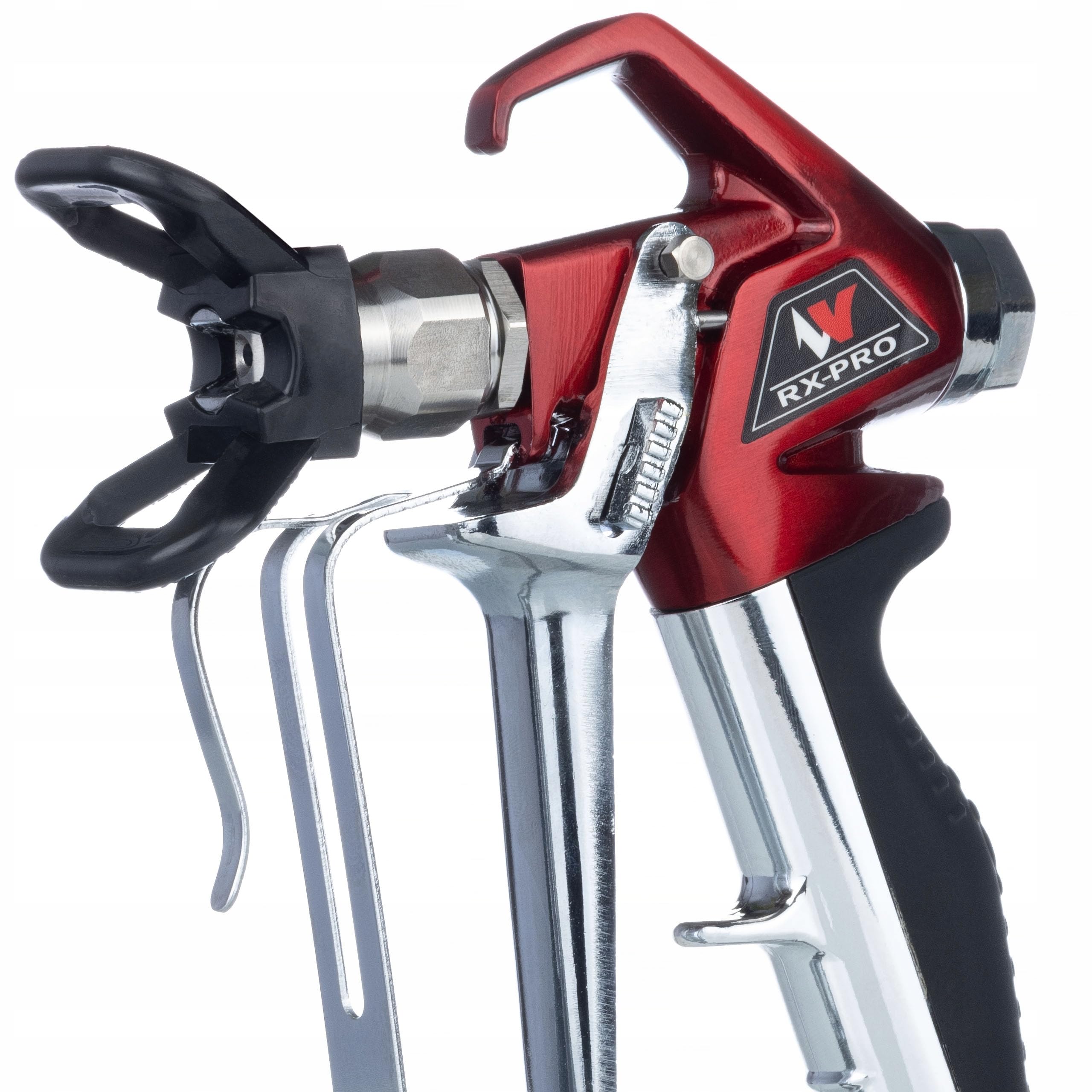 Pistolet natryskowy RX-PRO z zestawem zabezpieczającym dyszę ze stali nierdzewnej – 248 bar, przyłącze 1/4 cala, wbudowany filtr, ergonomiczny uchwyt | do urządzeń natryskowych Airless Rosfix i