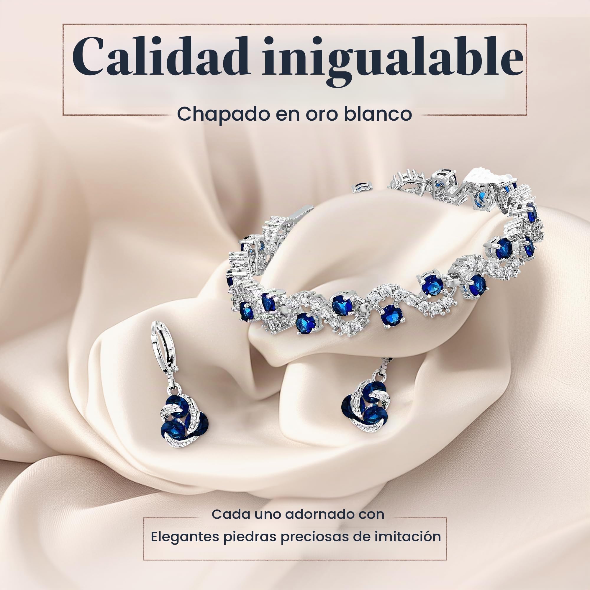 Crystalline Azuria Juegos de Joyas para Mujeres y Niñas Joyería Boda Juegos de Joyas con Collar Pendientes Pulsera para Esposa Novia
