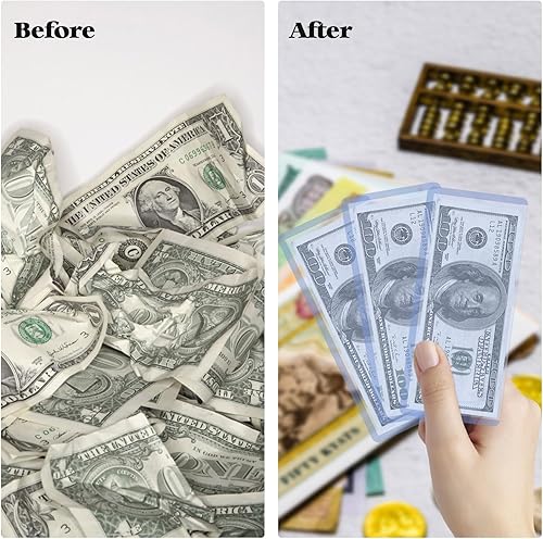 Miniatura 4 de Rainmae Paquete de 50 soportes de plástico duro transparente para dinero, 6.8 x 2.9 pulgadas, PVC transparente para billetes de billetes, fundas de