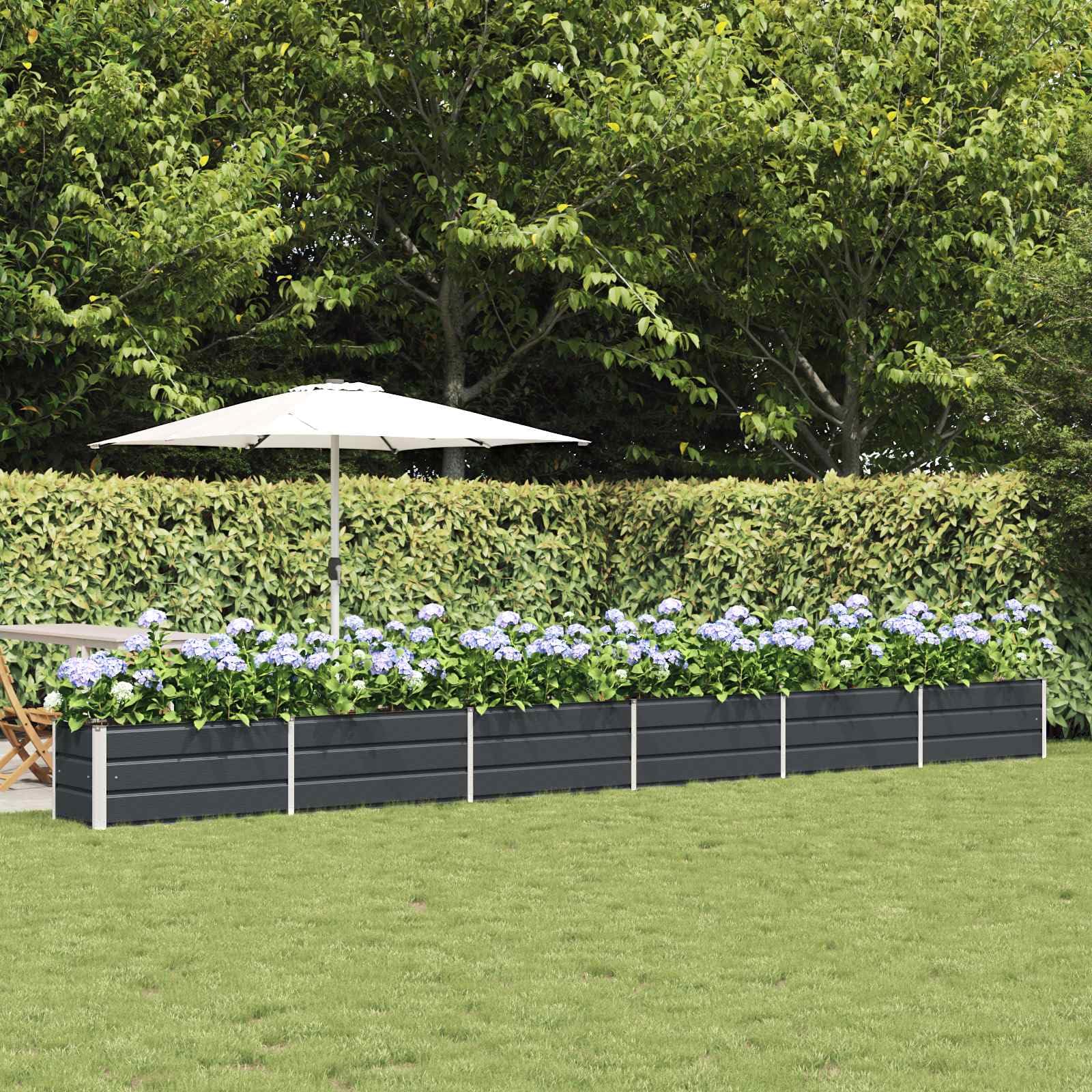Jardinière anthracite résistant au gel en acier galvanisé