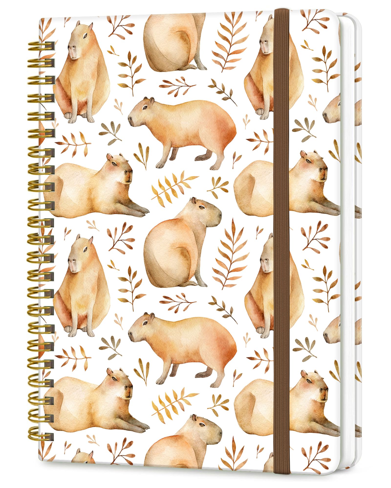 DHGPTS Spiral Journal Notebook, A5 Cute Notebooks for Women Men, College Ruled Hardcover Notebook for Work & Note Taking, 60 Pages Double-Wire Journals for Writing, Cute Capybara