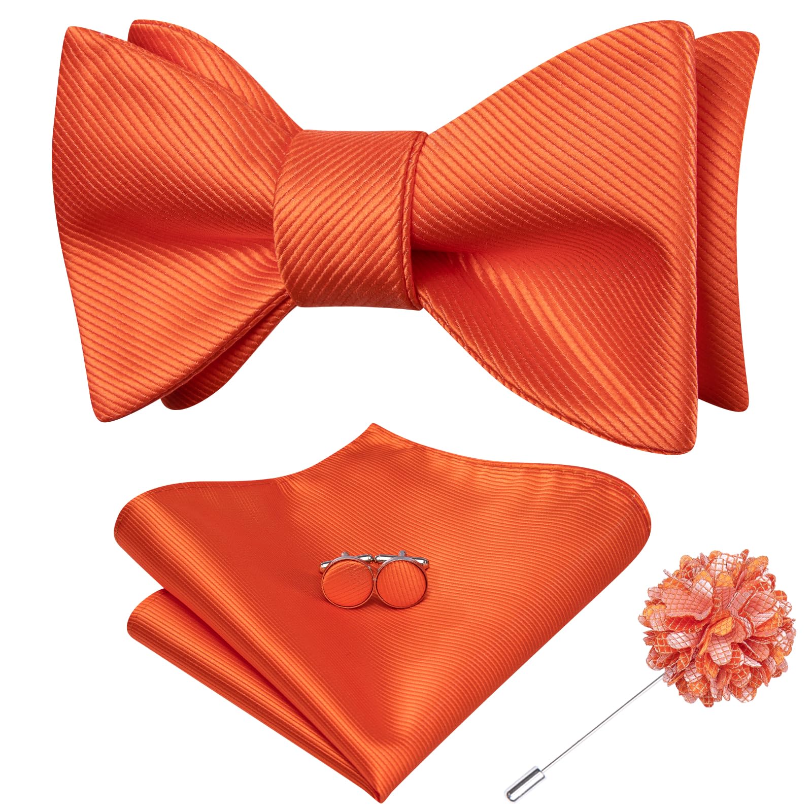 Dubulle Self Tie Bow Ties for Men Silk Paisley Bowtie Lapel Pin Set
