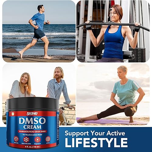 Miniatura 9 de 5Kind DMSO Crema para aliviar el dolor, 4 onzas líquidas, 99.9% DMSO puro grado farmacéutico, aloe vera, magnesio, árnica y mentol, alivio tópico