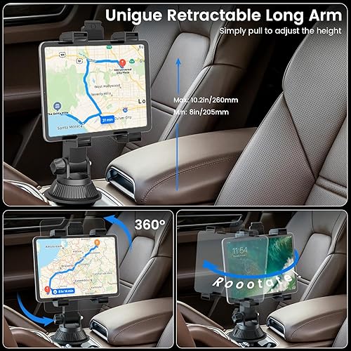 Miniatura 6 de OHLPRO Soporte universal para tablet de coche para camión, soporte universal para iPad Pro Air Mini de 7 a 11 pulgadas, Galaxy Tab, brazo ajustable,
