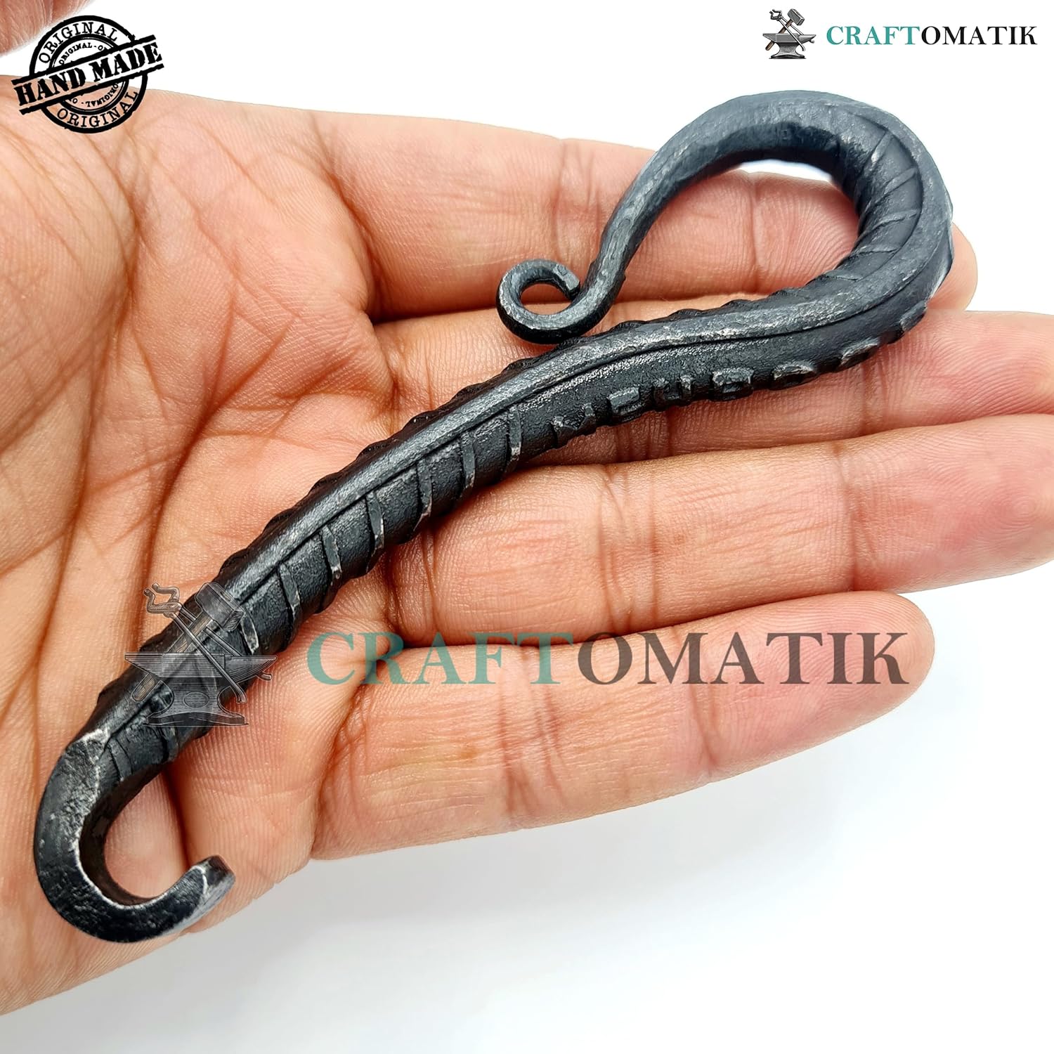 Hand-forged bottle opener, twisted wrought iron bottle opener, medieval style, HFCS04