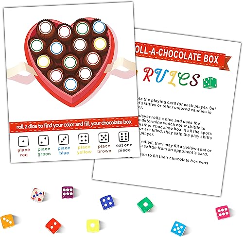 Juego Roll A Dados actividades de juegos de San Valentín para niños decoraciones de regalos de fiesta del día de San Valentín 20 tarjetas de juego y