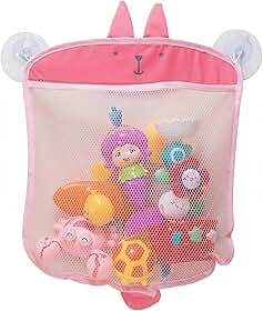 Organizador Multiuso Infantil de Brinquedos com Ventosa para Banheiro e Quarto – Prático, Dobrável e Ideal para Hora do Banho (Rosa (Coelho))