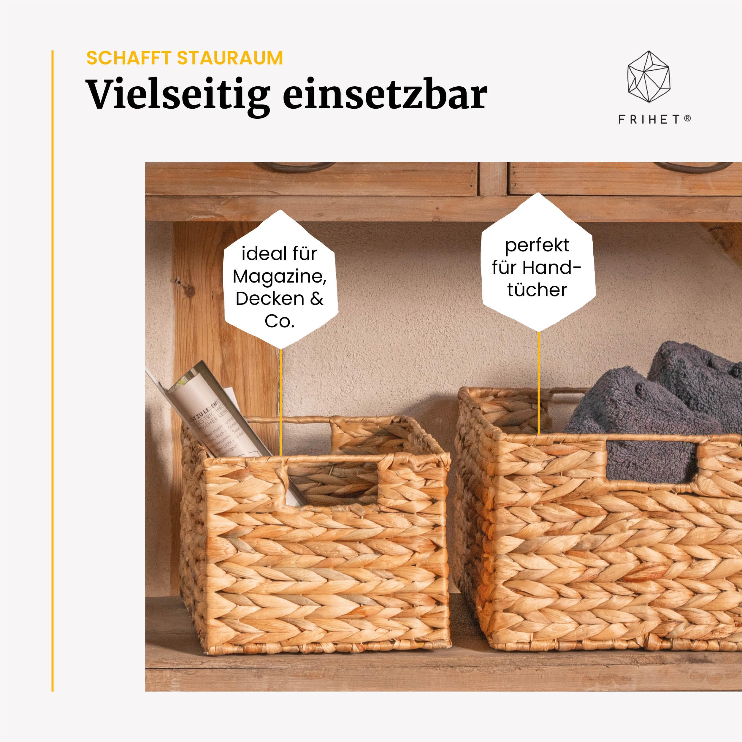 Grand Panier De Rangement Rectangulaire – Panier Tressé Avec Poignées Pour Salle De Bain