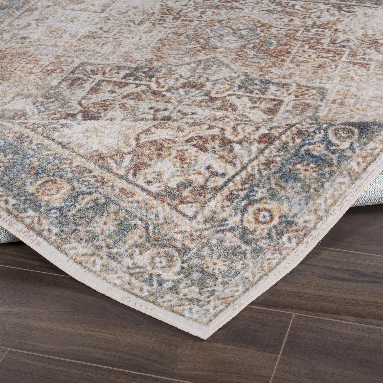 Livabliss Alora Tradizionale Vintage Rectangle Tappeto | Grigio chiaro, Crema, Marrone | 160x213cm | Soggiorno e Camera da Letto | Tessuto a Macchina Poliestere