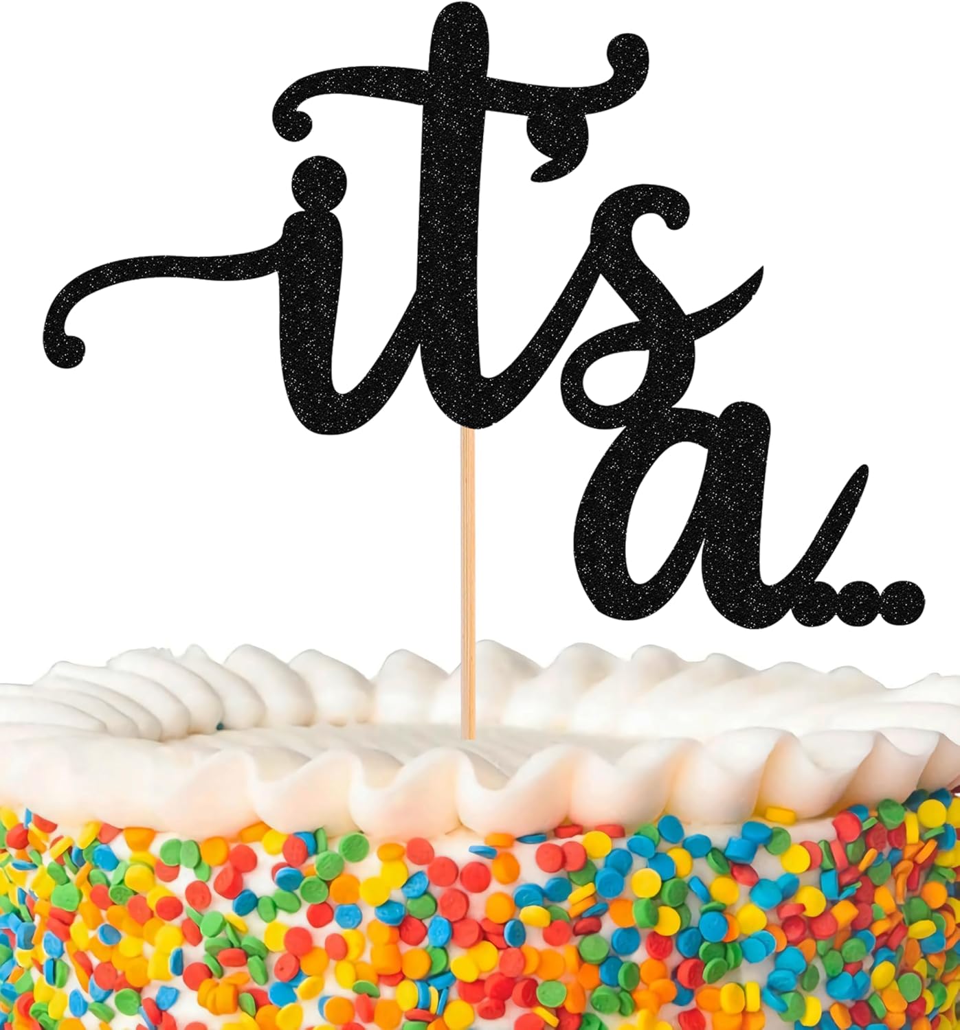 It's a Cake Topper - Glitter Black Boy or Girl Baby Reveal Party Cake Decorations, Perfect for Gender Reveal, Baby Shower or Photo Booth Props (Black)