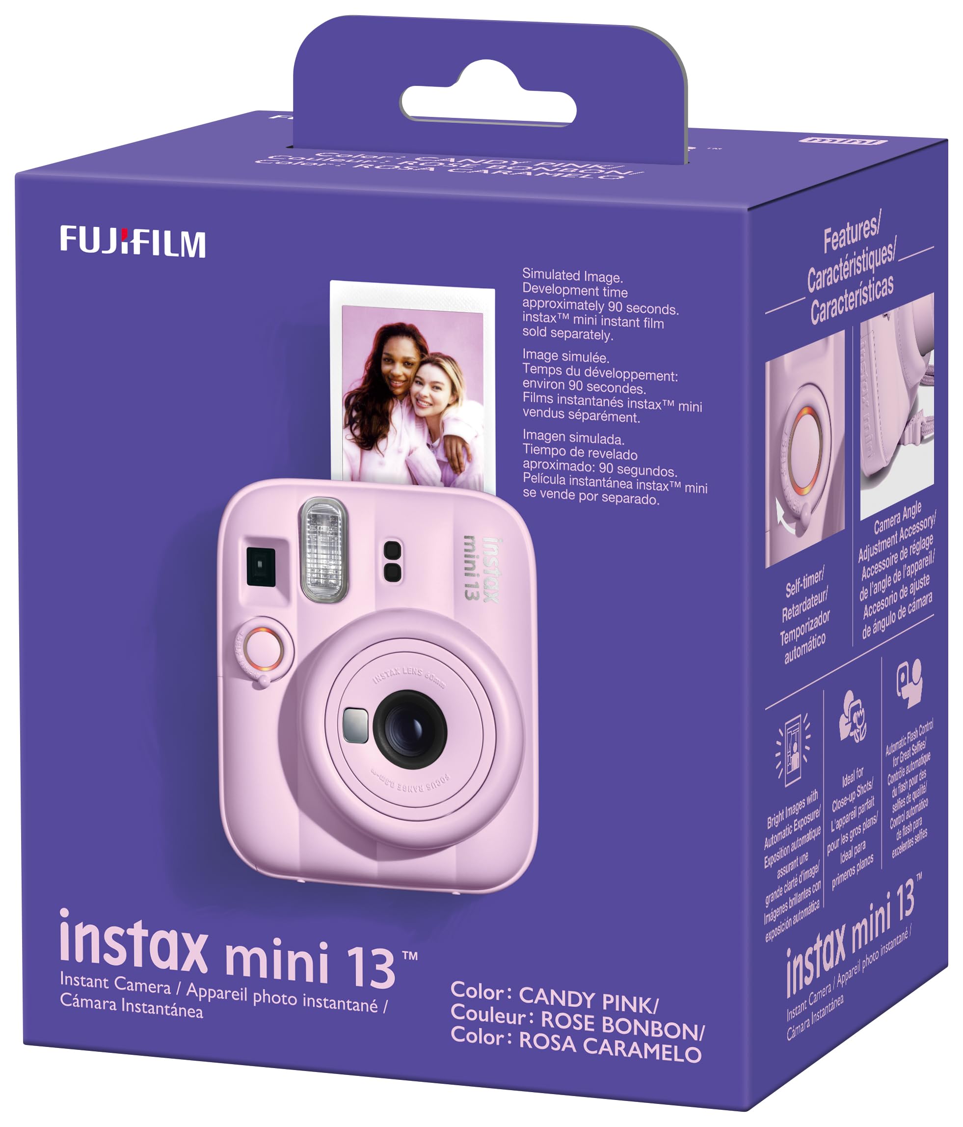 FUJIFILM instax mini 13 Sofortbildkamera Candy Pink Selfiespiegel Nahaufnahmemodus automatische Belichtung