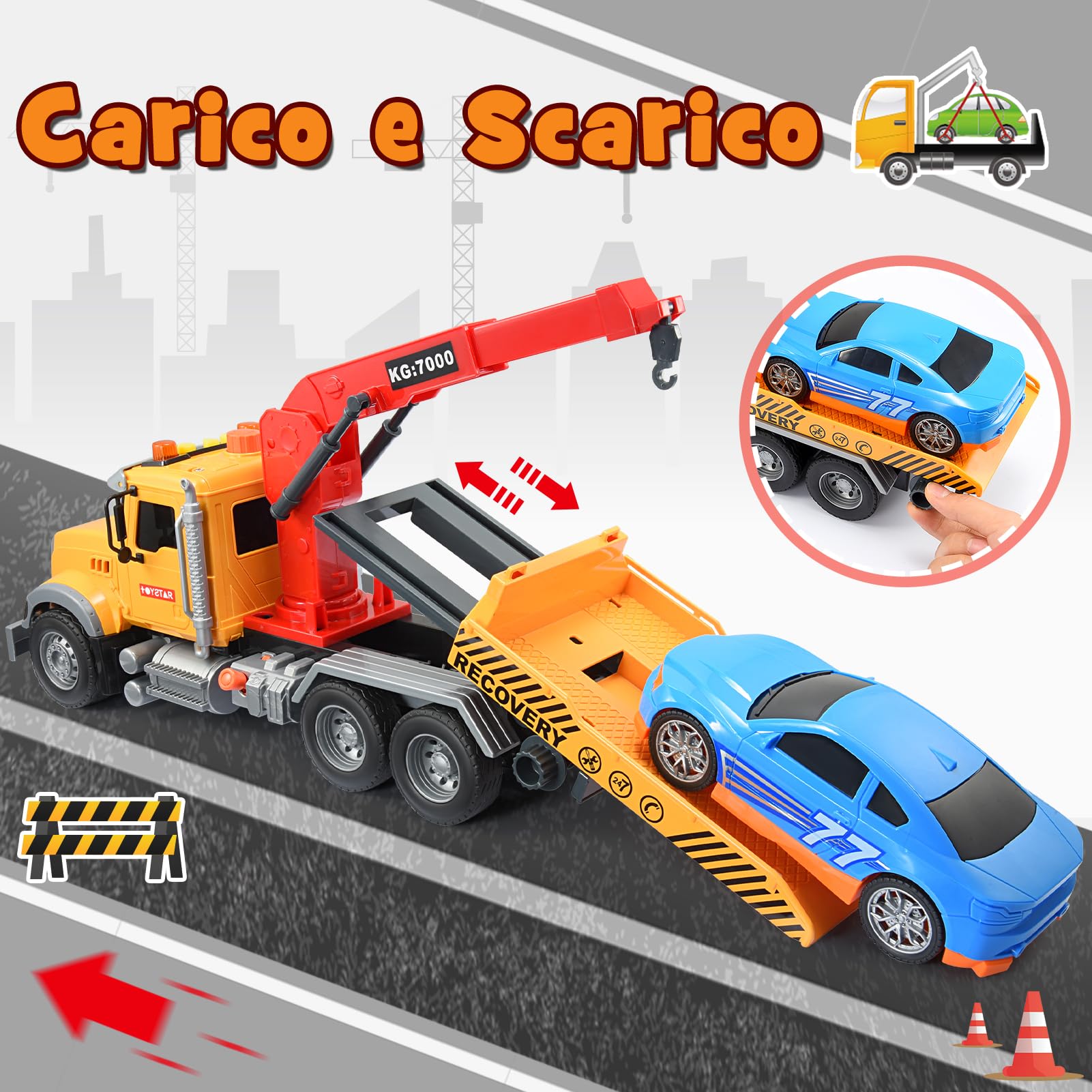 EUCOCO Giocattoli per bambini a partire dai 3 4 5 6 anni, giocattolo da traino a partire dai 3 agli 8 anni, regalo per ragazzi da 3 a 8 anni, giocattolo per il trasporto di auto