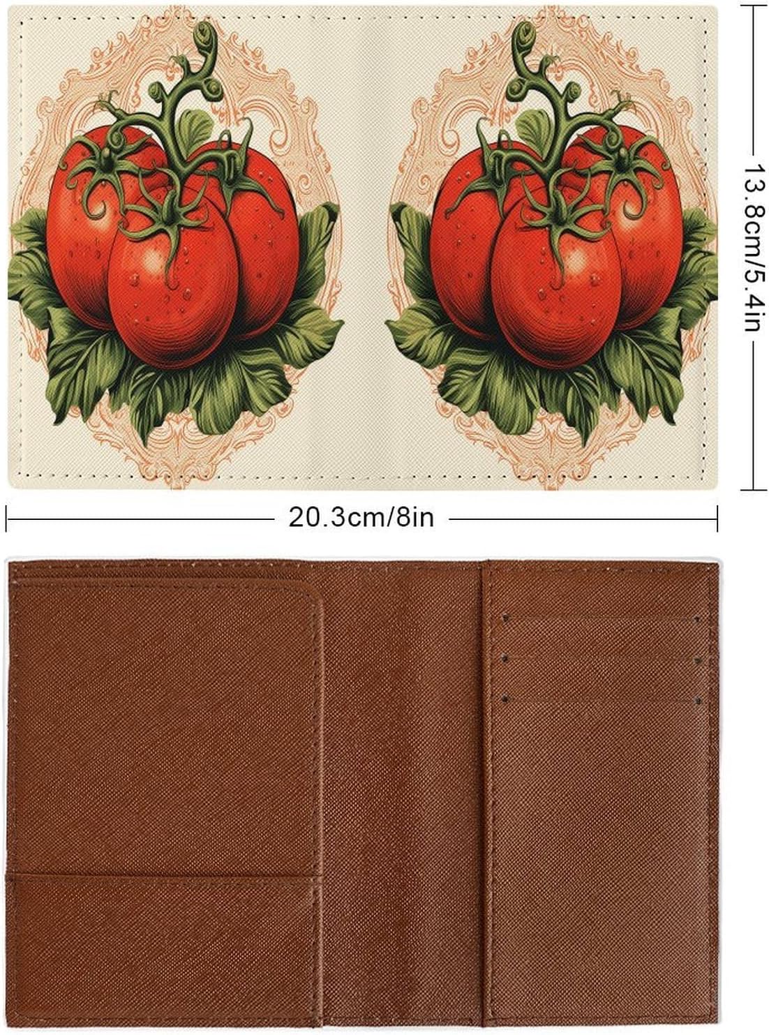 Tomato Art Painting Passport Holder Leather Passport Wallet Cover Case Passport Protective Cover Cute Passport Book Holder Slim Credit Card Holder Travel Accessories for Women Men