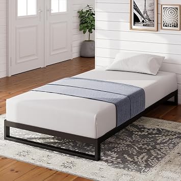 ZINUS Heavy Duty Steel Bed Frame, Single, 7.1 inches 18 cm, Black, No Headboard, Japanese Authorized Product