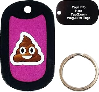 Custom Engraved Pet Tag - Poo Emoji- Purple - Dog Tag - Tag-Z Wag-Z