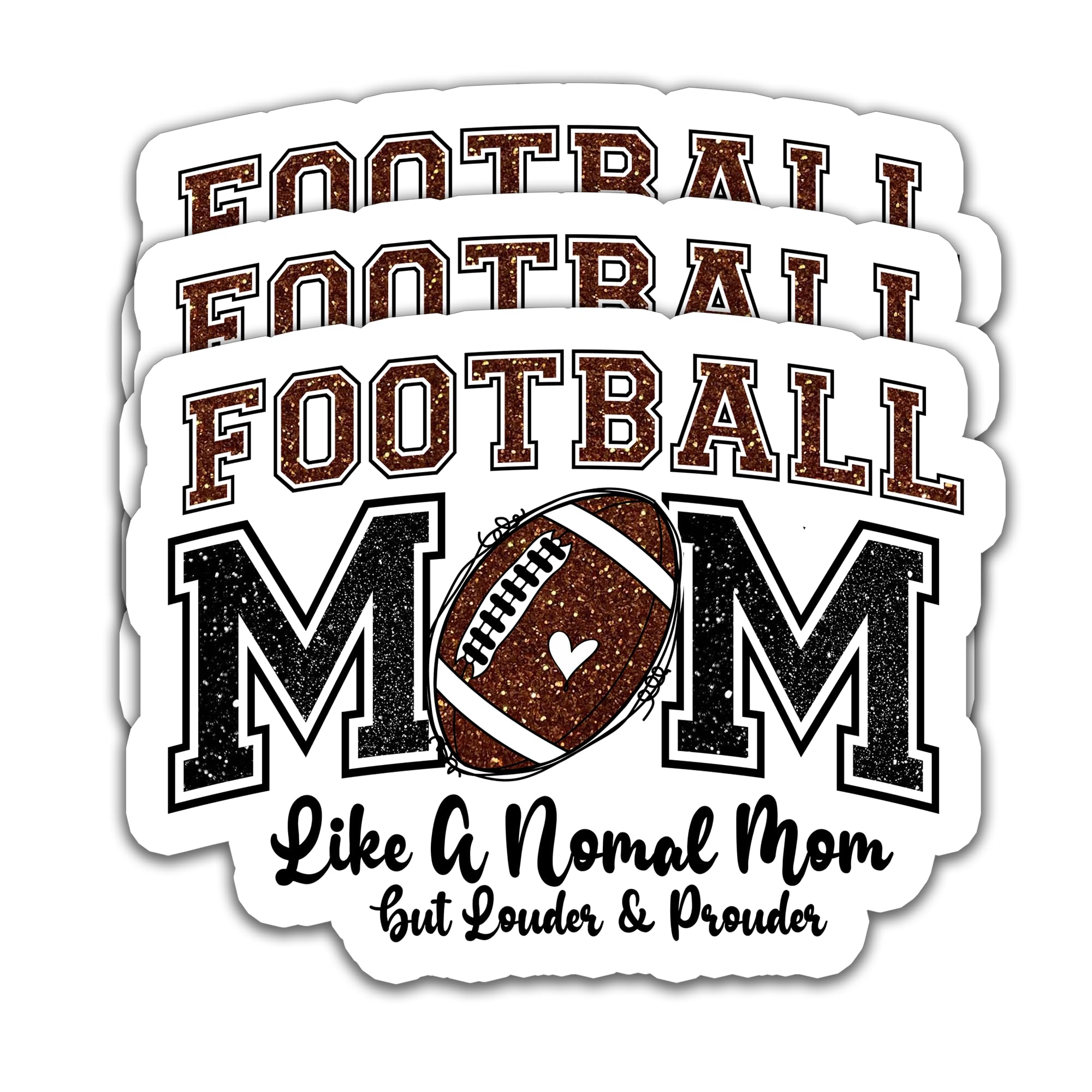 (3PCS) Football Mom Sticker - Waterproof Vinyl Decal for Laptops, Tumblers, Water Bottles, Scrapbooks - Funny Sports Stickers for Proud Moms - 3" x